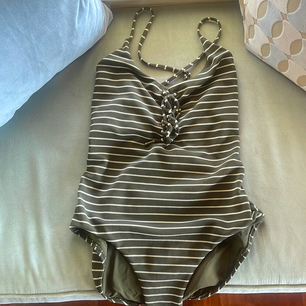 Red Carter Striped One Piece Swimsuit